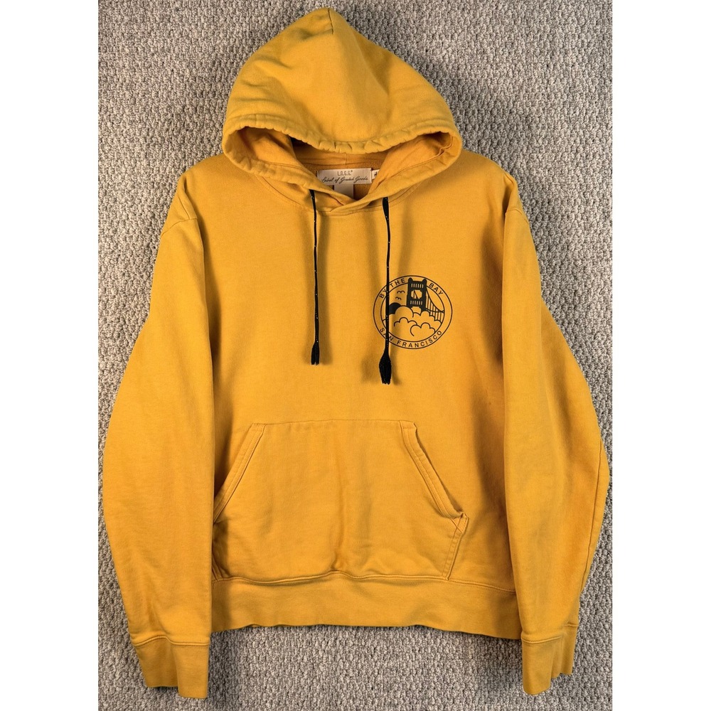 H&M L.O.G.G. San Francisco Hoodie Mens Large Yellow Graphic Pullover Sweatshirt
